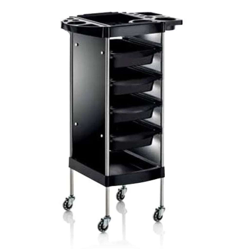 NEXT BASIC Salonwagen 4 Schubladen Gummirollen Seitenansicht Salonbedarf