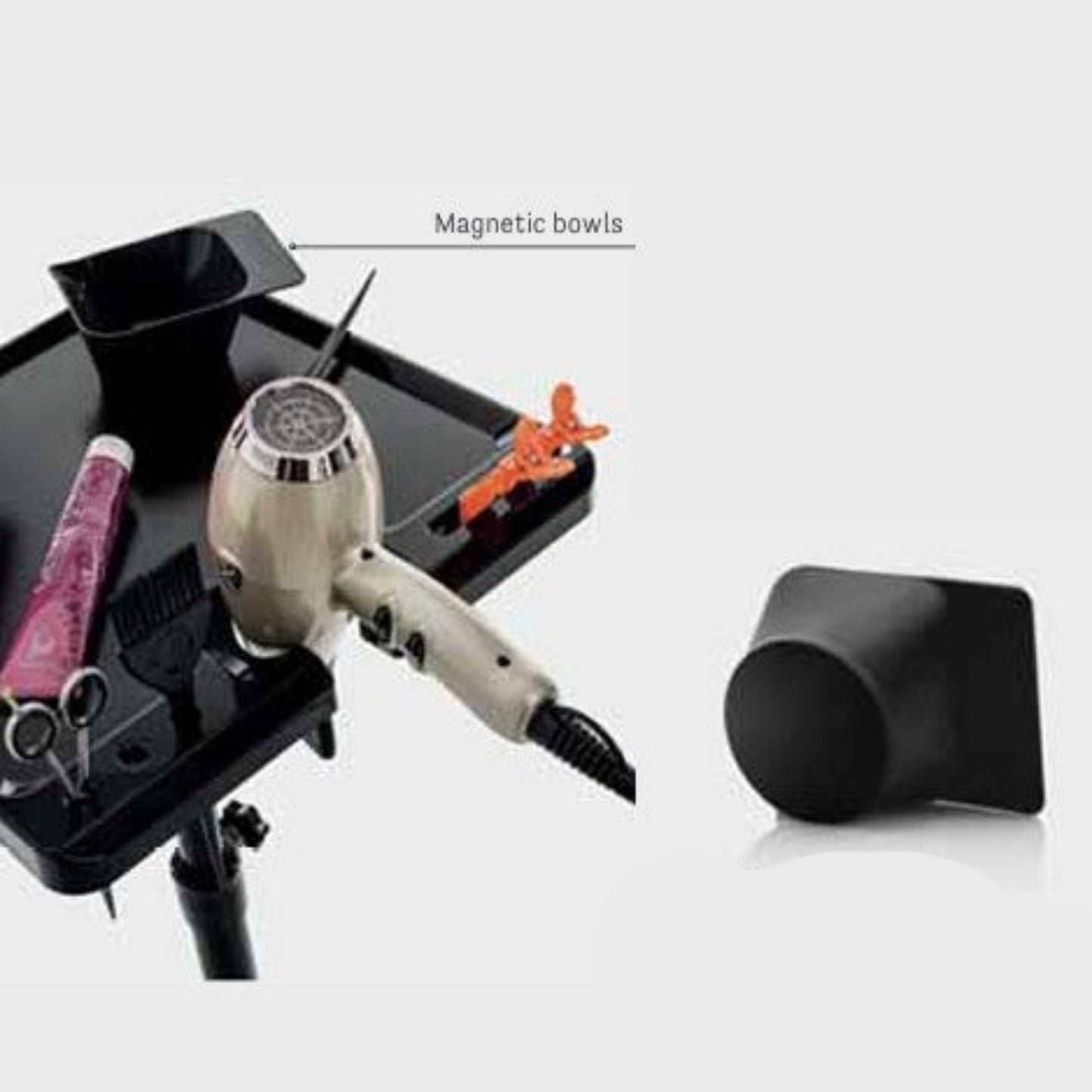 MAGNETICO Magnetische Färbeschale 280ml Italian Tech an Salonwagen, professionelles Friseur-Zubehör