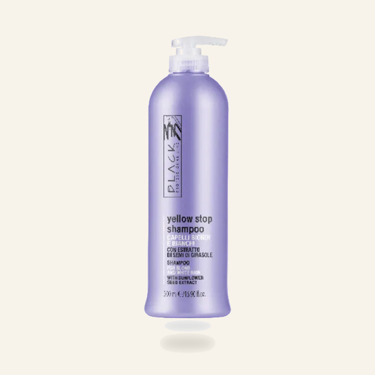 Anti-Gelb-Shampoo - Produktfoto auf beigem Hintergrund