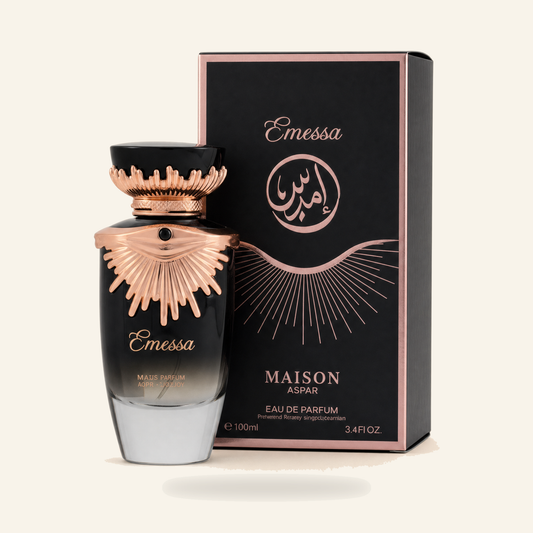 Emessa Long Lasting – Eau de Parfum (EDP) 100 ml - Produktfoto auf beigem Hintergrund