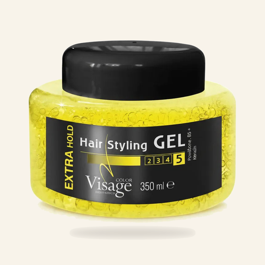 Extra Hold Haargel & Volumen Super Stark Feuchtigkeit - Produktfoto auf beigem Hintergrund