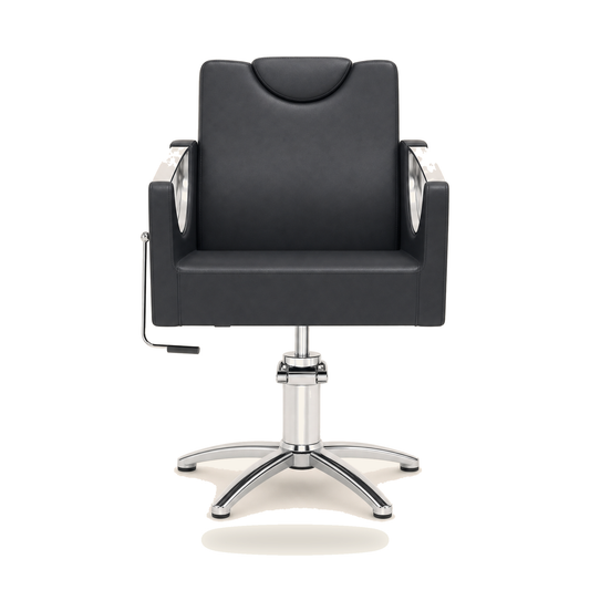 HAIR CROWN Friseurstuhl Eco-Leder & Chrom Rahmen - Variantenfoto auf weissem Hintergrund