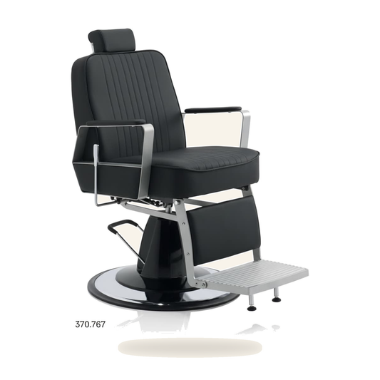 Profi Barberstuhl Eco-Leder Schwarz Salon - Variantenfoto auf weissem Hintergrund
