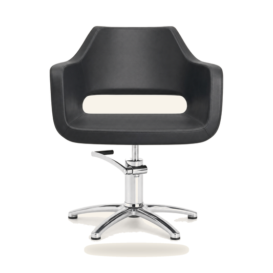 HAIR REGENCY Friseurstuhl Schwarz Aluminium Eco-Leder - Variantenfoto auf weissem Hintergrund