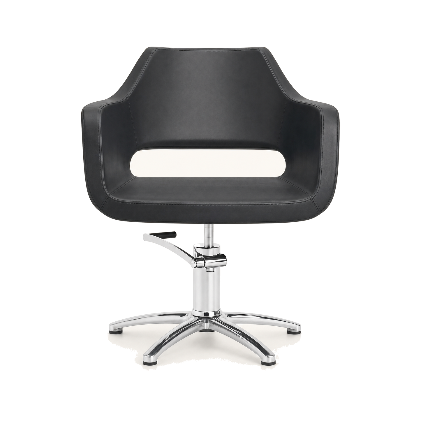 HAIR REGENCY Friseurstuhl Schwarz Aluminium Eco-Leder - Variantenfoto auf weissem Hintergrund