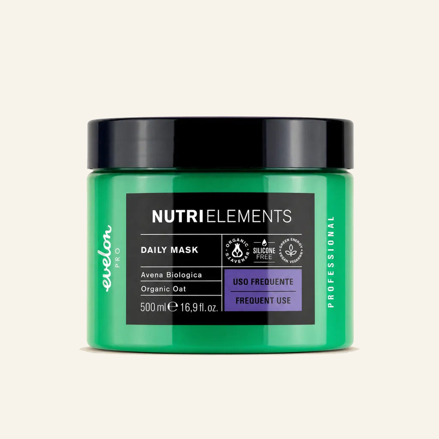 Pflegemaske Trockenes & Feines Haar Bio-Hafer Volumen 500ml - Produktfoto auf beigem Hintergrund
