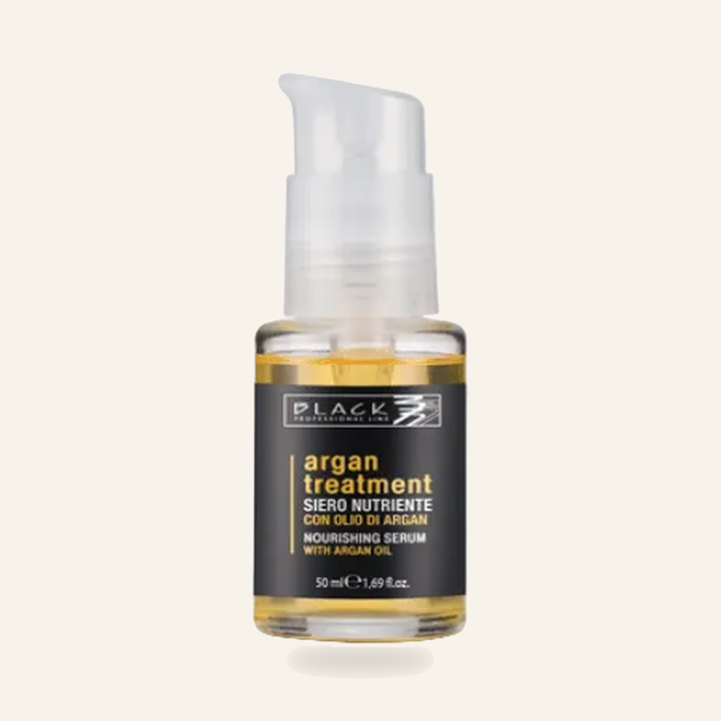 Pflegendes Haarserum mit Arganöl 50ml - Produktfoto auf beigem Hintergrund
