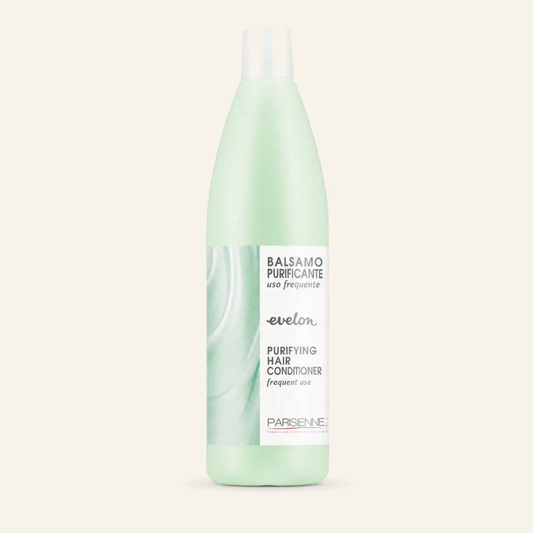 Purifying Haarbalsam & Tiefenreinigung & Seidiger Glanz 1000ml - Produktfoto auf beigem Hintergrund