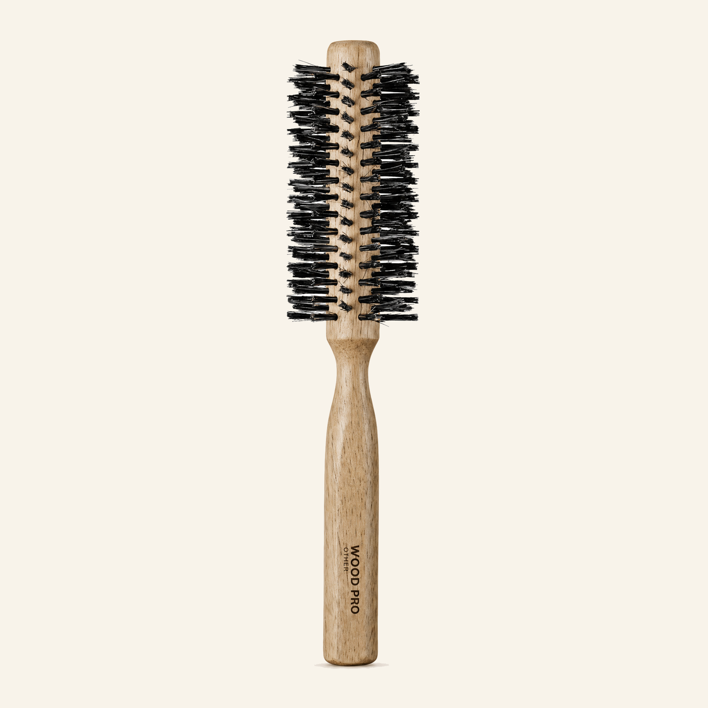 Rundbürste 28mm & Wildschweinborsten-Holzbürste für Locken - Produktfoto auf beigem Hintergrund