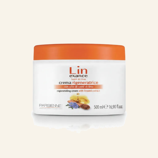 Treatment Cream mit Leinsamenöl - Produktfoto auf beigem Hintergrund