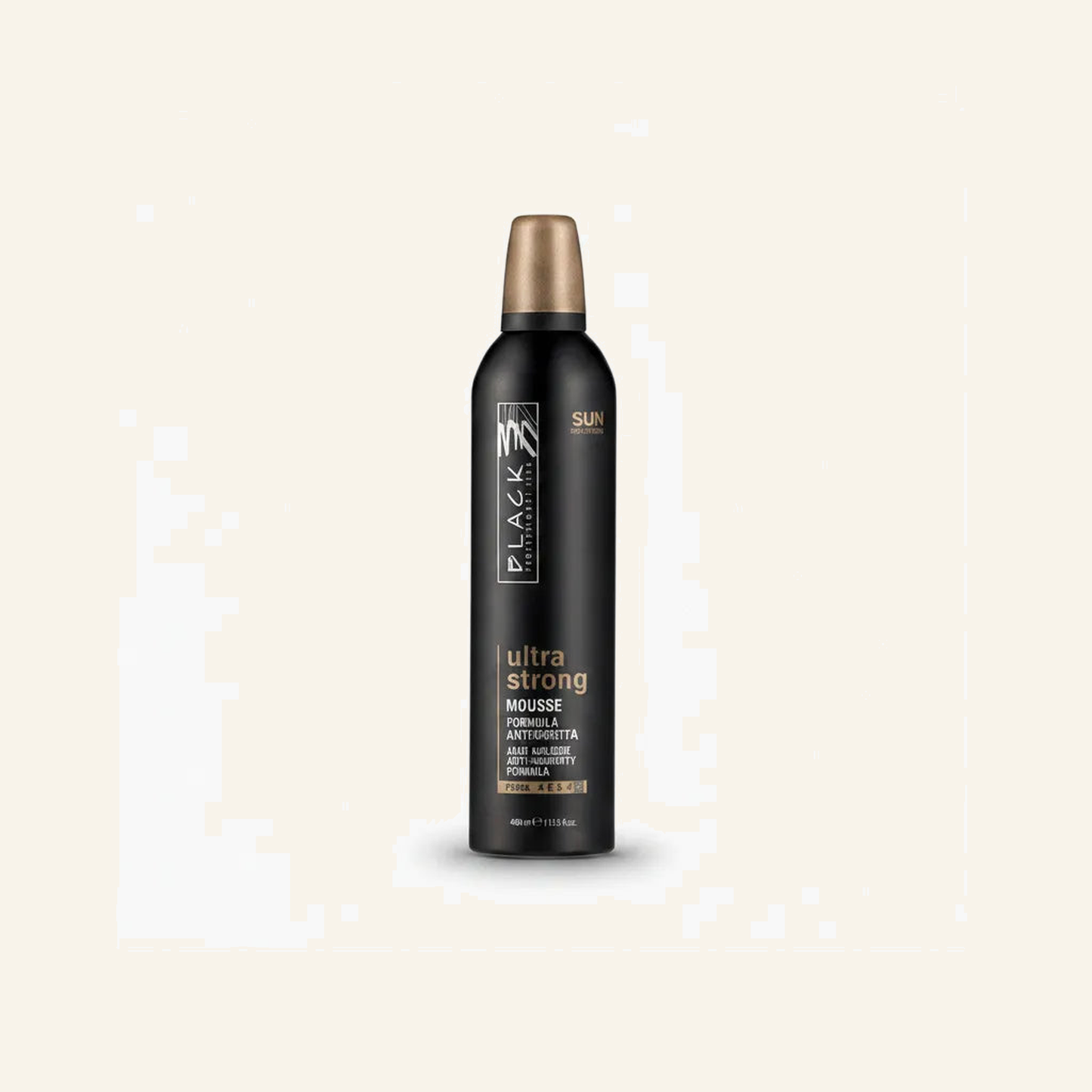 Ultra Strong Styling-Schaum & Anti-Feuchtigkeit Locken 400ml - Produktfoto auf beigem Hintergrund