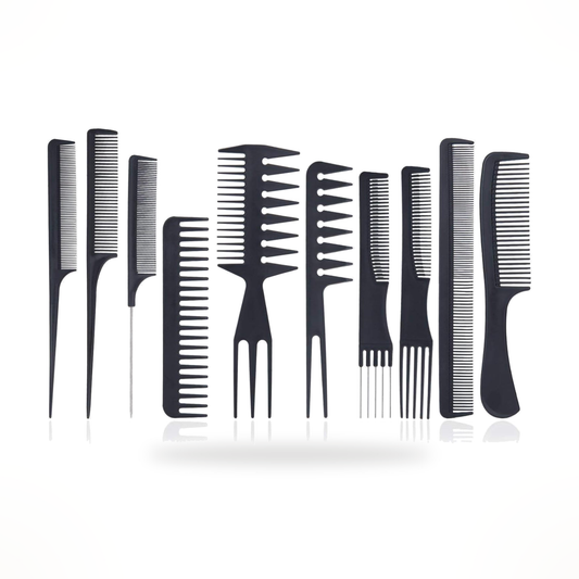 10er Set mit 10 professionellen Bart- und Haarkämmen - Barber-Bedarf