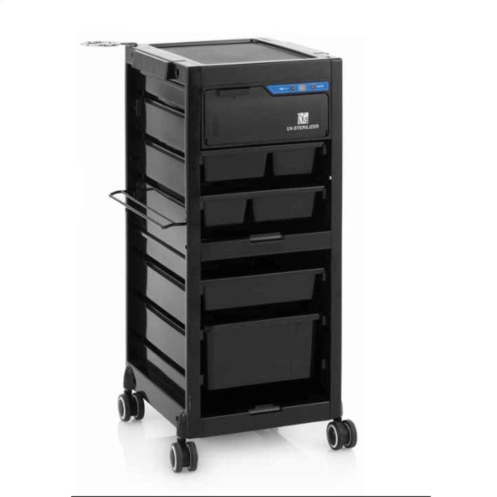 Professioneller Desinfektionswagen mit 7W UVC-Licht & 5 Hangeschubladen – Schwarz