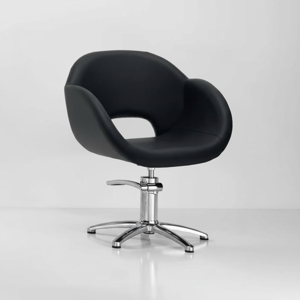 Smart Kollektion: Professionelle Friseursessel mit komfortablem Design, schwarzem Eco-Leder und sternförmiger Basis (Maße: 66 x 69 x 84/96 h cm)

