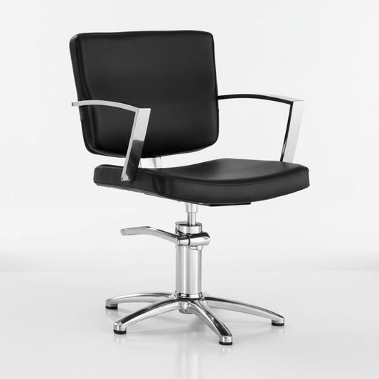 Smart Kollektion: Professionelle Friseursessel mit komfortablem Design, schwarzem Eco-Leder und sternförmiger Basis (Maße: 57 x 57 x 88/100 h cm)


