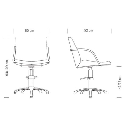 Maße des HAIR MOON Friseursessels: 60 x 52 x 94/109 h cm
