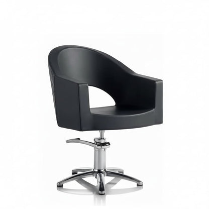 HAIR PARIS NOVEAU Friseursessel mit abgerundeten Ecken, Topstichnähten, Polyurethanschaum-Polsterung und schwarzem Sky Eco-Leder, Design, das Kundenkomfort sichert (Sternförmige Basis)
