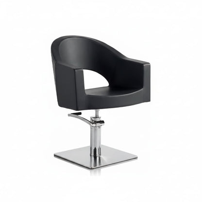 HAIR PARIS NOVEAU Friseursessel mit abgerundeten Ecken, Topstichnähten, Polyurethanschaum-Polsterung und schwarzem Sky Eco-Leder, Design, das Kundenkomfort sichert (Quadratische Basis)

