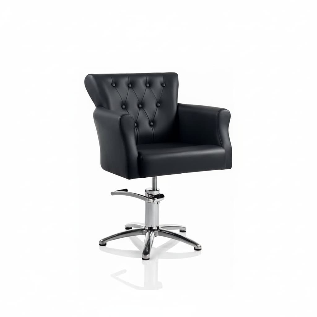 HAIR THRONE Friseursessel: Majestätisches Design, Königlicher Komfort und Schwarzem Sky Eco-Leder (Sternförmige Basis)
