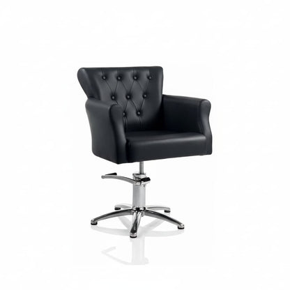 HAIR THRONE Friseursessel: Majestätisches Design, Königlicher Komfort und Schwarzem Sky Eco-Leder (Sternförmige Basis)
