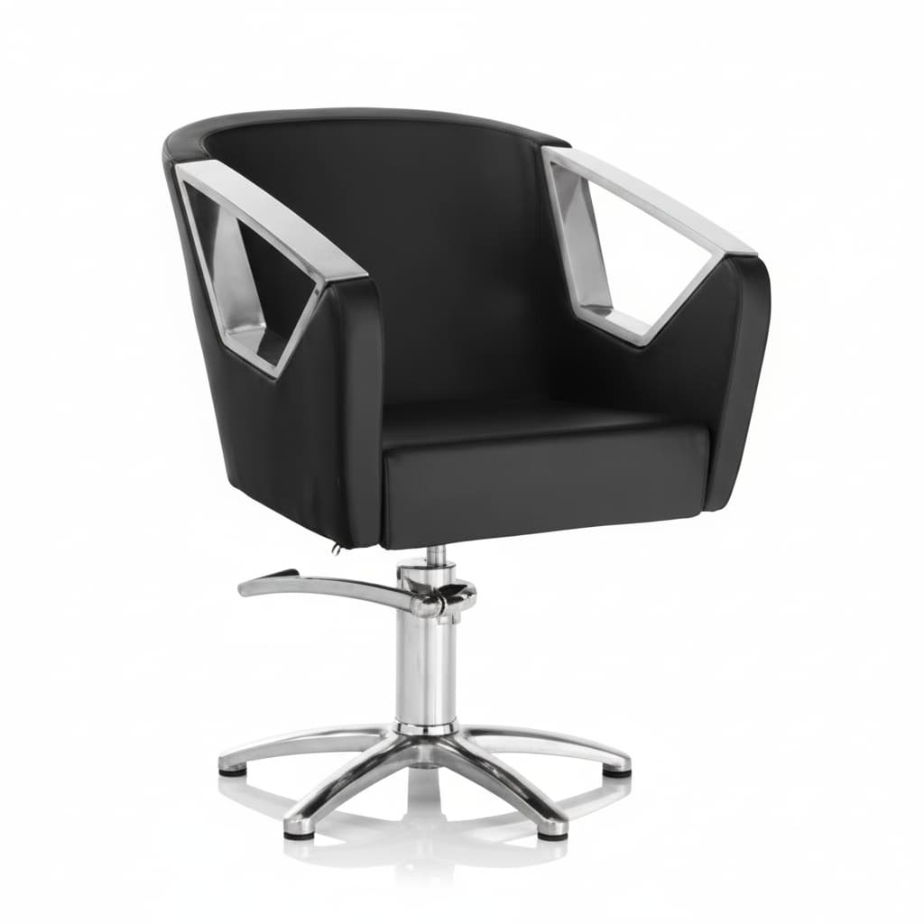 HAIR ASTRA BLACK Friseursessel mit Aluminium-Zierleisten und Design, das Kundenkomfort sichert (Sternförmige Basis)
