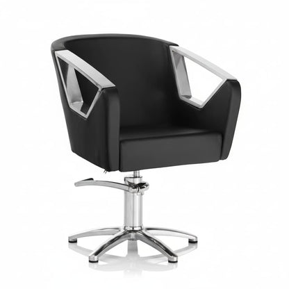 HAIR ASTRA BLACK Friseursessel mit Aluminium-Zierleisten und Design, das Kundenkomfort sichert (Sternförmige Basis)
