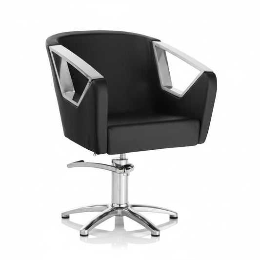 HAIR ASTRA BLACK Friseursessel mit Aluminium-Zierleisten und Design, das Kundenkomfort sichert (Sternförmige Basis)
