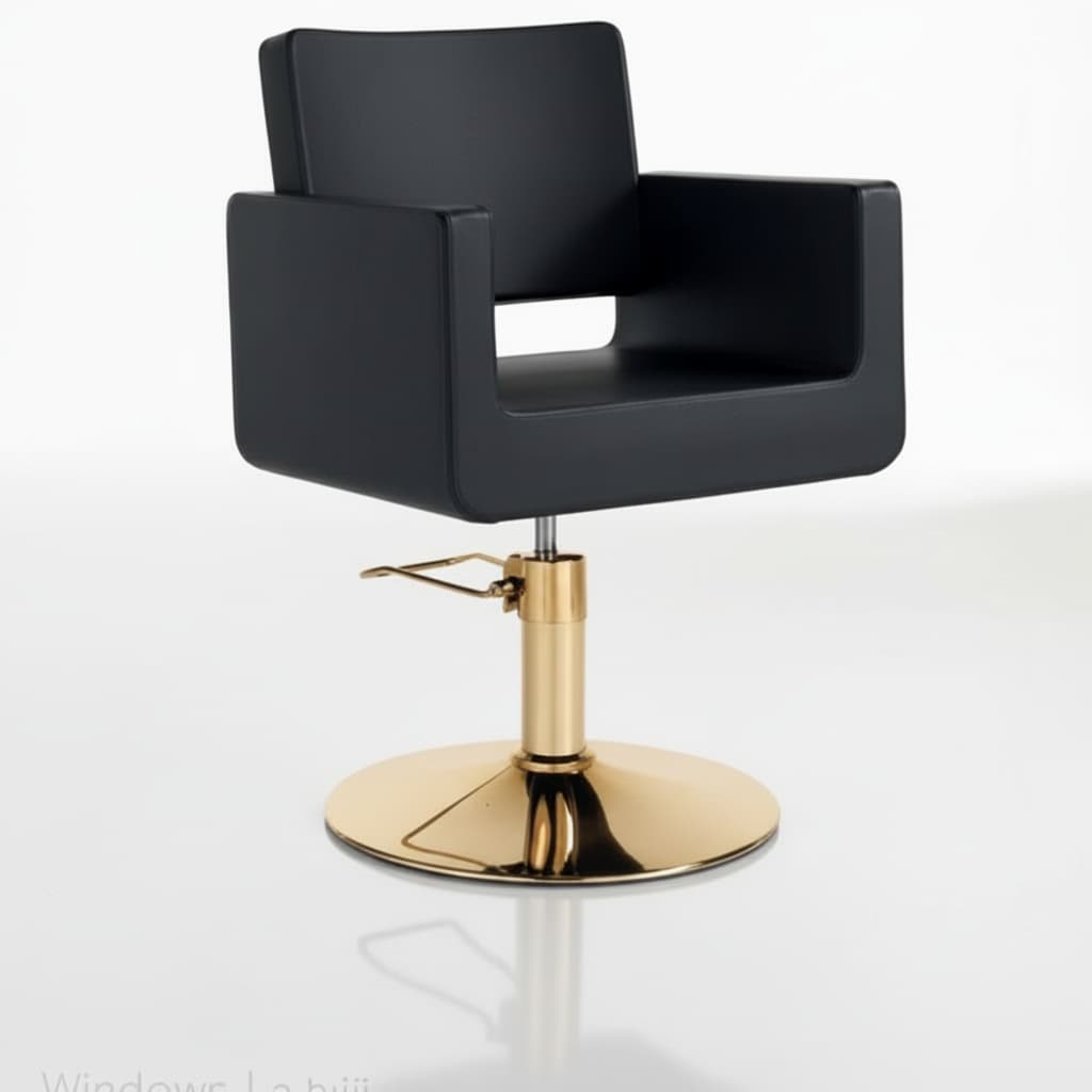 GOLD HAIR KING Friseursessel mit komfortablem Design, Gold-Chromrahmen und schwarzer Premium Kunstlederpolsterung

