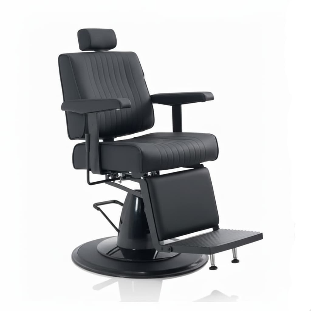 DOWN TOWN Barbersessel mit schwarzer Premium Kunstlederpolsterung und Runder Basis
