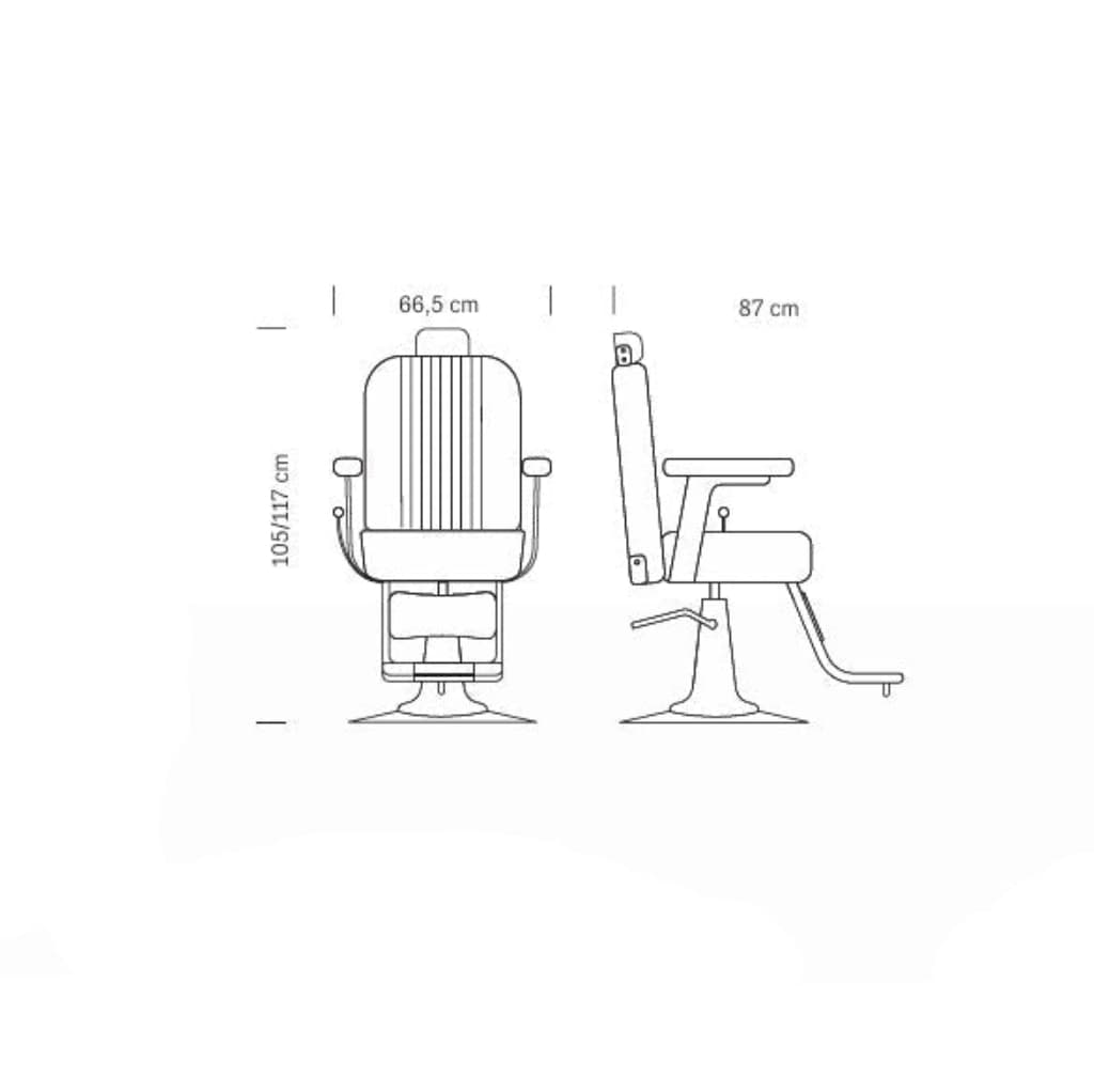 HAIR MALAGA Barbersessel Set (10 Stühle) – Maße: 66,5 x 87 x 105/117 h cm
