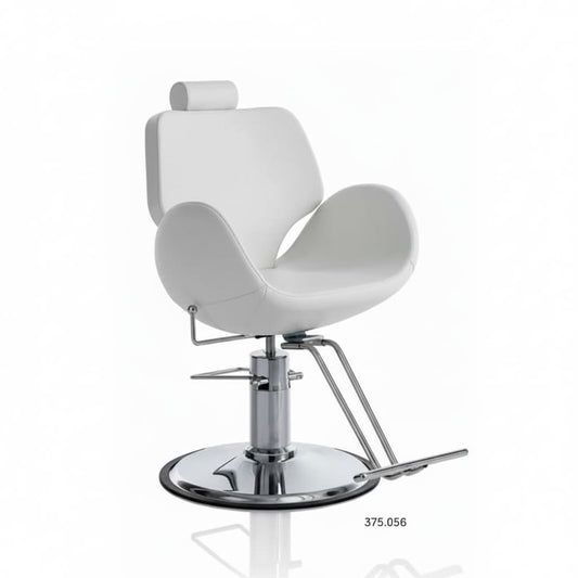 LUMIA Unisex Friseursessel mit weißer Premium Kunstlederpolsterung
