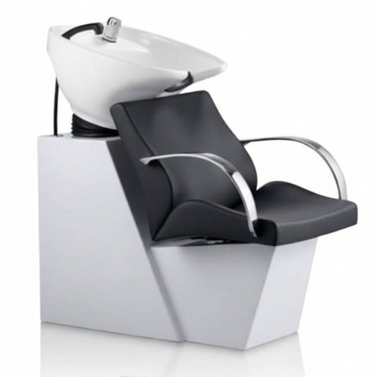 Weiß Luxus Wasch- und Styling-Sessel mit verstellbarem Becken und Stahlrahmen 
