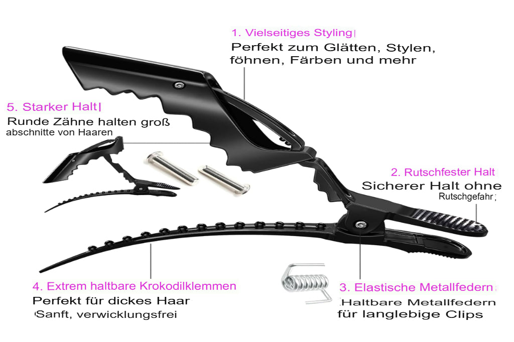 Hair-Clips Schwarz  10cm 10 Stück