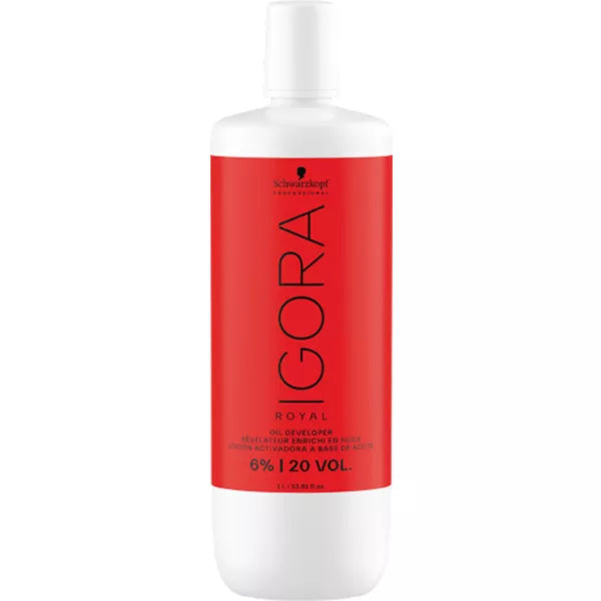 Schwarzkopf Igora Royal Oil Developer, Nahaufnahme des Etiketts mit Öl-Formel, 1000 ml