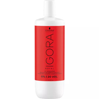 Schwarzkopf Igora Royal Oil Developer, Nahaufnahme des Etiketts mit Öl-Formel, 1000 ml