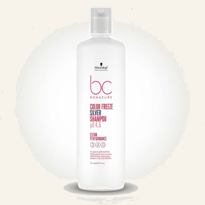 Anti-Yellow Shampoo & Gelb-Neutralisation für blondes & graues Haar - Produktfoto auf beigem Hintergrund
