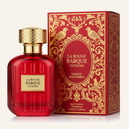 BAROQUE LA ROUGE Extrait EDP 100 ml – Intensiver Luxusduft - Produktfoto auf beigem Hintergrund