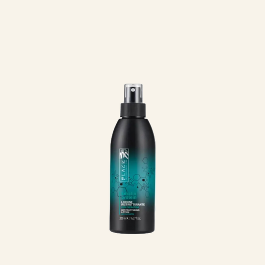 Black Professional Keratin-Protein-Lotion 200ml Pflege - Produktfoto auf beigem Hintergrund