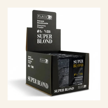 Blondierungspulver Blau & Aufhellung Salonbedarf Barbershop - Produktfoto auf beigem Hintergrund
