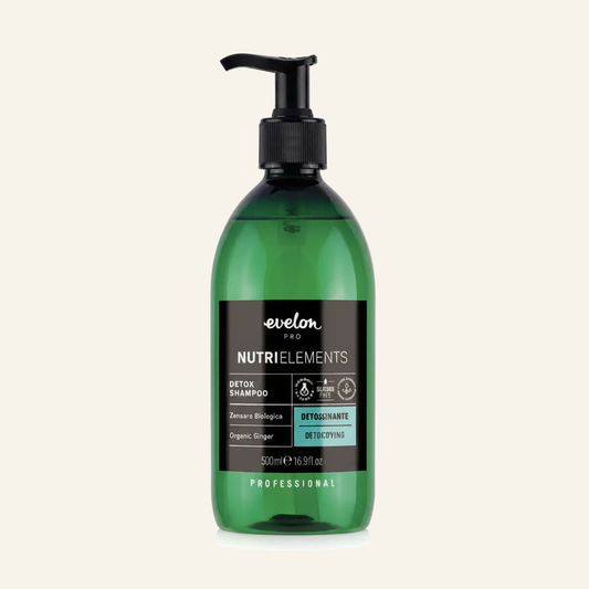 Detox Shampoo Tiefenreinigung & Kopfhaut-Balance Nachfetten - Produktfoto auf beigem Hintergrund