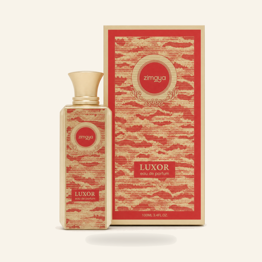 ZIMAYA LUXOR by Zimaya – EAU DE PARFUM SPRAY UNISEX (100 ml / 3.4 oz) - Produktfoto auf beigem Hintergrund