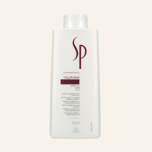 Farbschutz Shampoo & Farbintensität Coloriertes Haar 1000ml - Produktfoto auf beigem Hintergrund