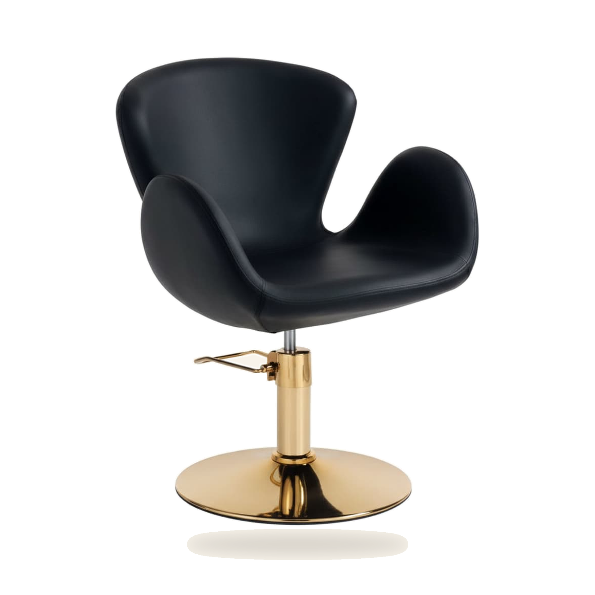 GOLD HAIR CHARLOTTE Friseurstuhl Gold Chrom Eco-Leder - Produktfoto auf weißem Hintergrund