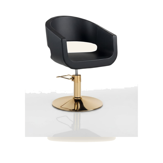 Profi Friseursessel Gold Eco-Leder Schwarz - Produktfoto auf weißem Hintergrund