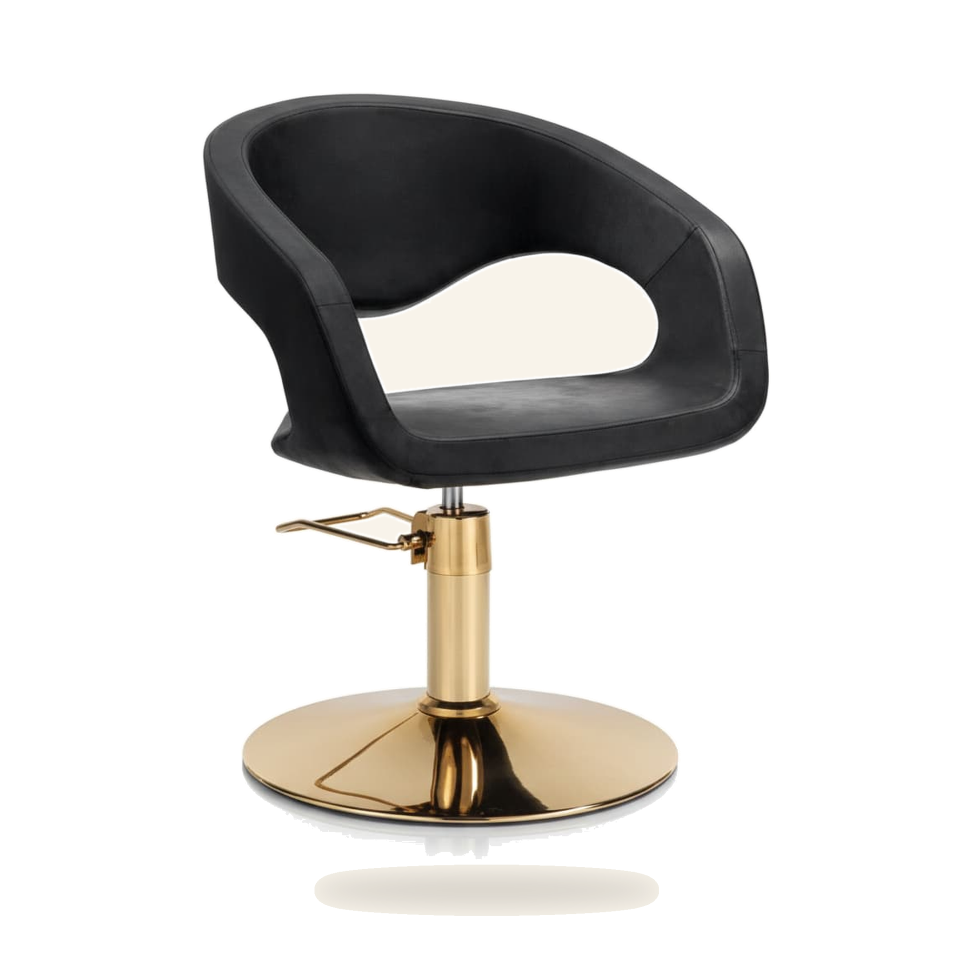 GOLD HAIRWAVE Friseurstuhl Gold Chrom Eco-Leder - Produktfoto auf weißem Hintergrund
