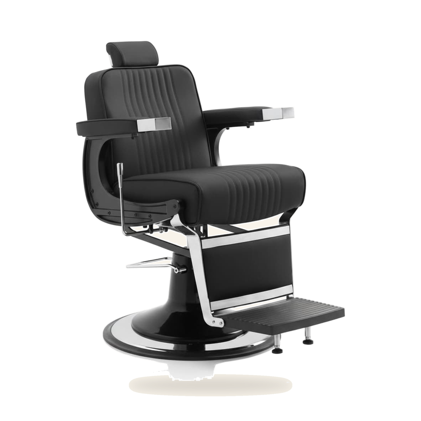 Barberstuhl Vollpolstert Eco-Leder Schwarz Klassisch - Variantenfoto auf weissem Hintergrund
