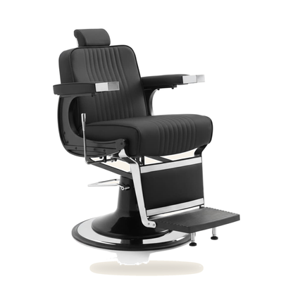 Barberstuhl Vollpolstert Eco-Leder Schwarz Klassisch - Variantenfoto auf weissem Hintergrund