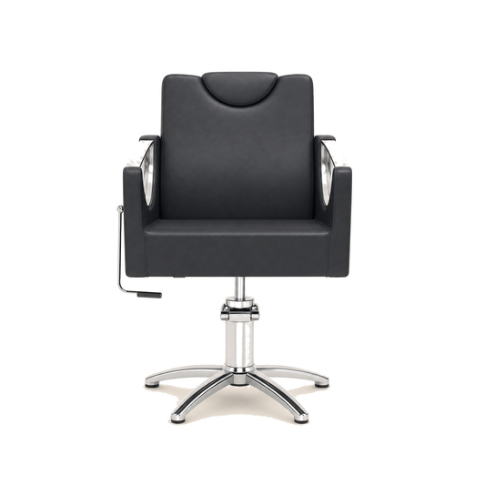 HAIR CROWN Friseurstuhl Eco-Leder & Chrom Rahmen - Variantenfoto auf weissem Hintergrund