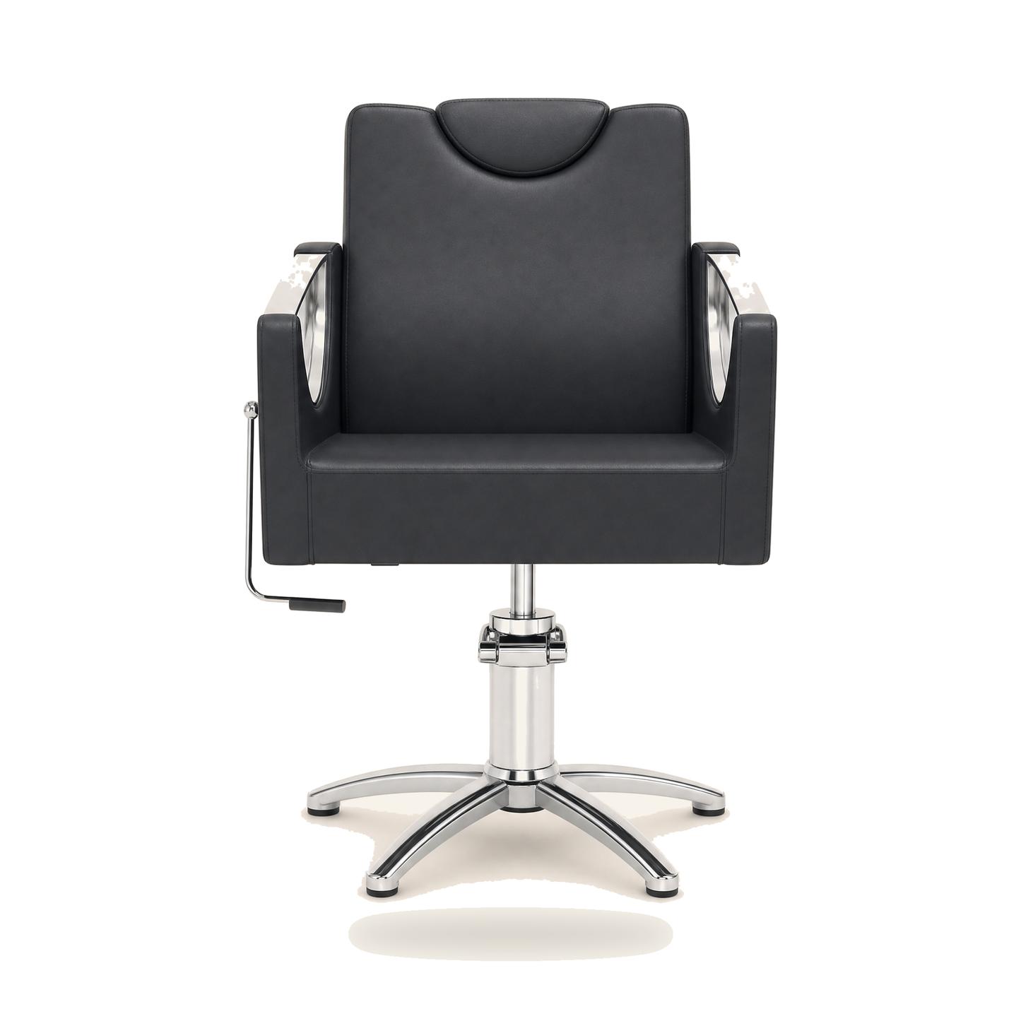 HAIR CROWN Friseurstuhl Eco-Leder & Chrom Rahmen - Variantenfoto auf weissem Hintergrund