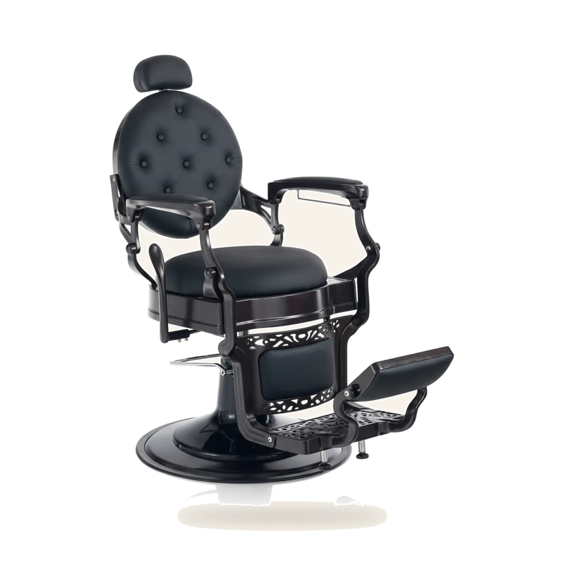 Barberstuhl Retro Eco-Leder Chrom Design - Variantenfoto auf weissem Hintergrund